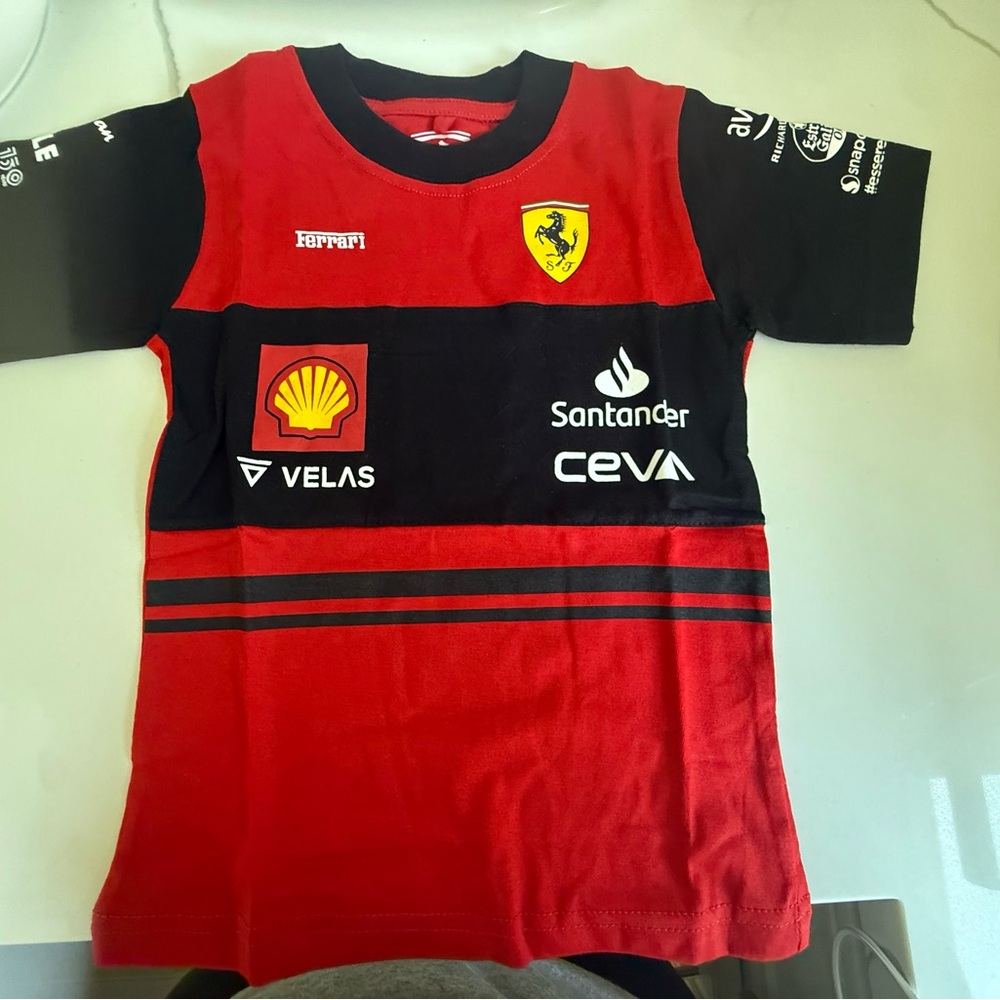 Ferrari Red and Black Racing Jersey with Sponsor Logos
